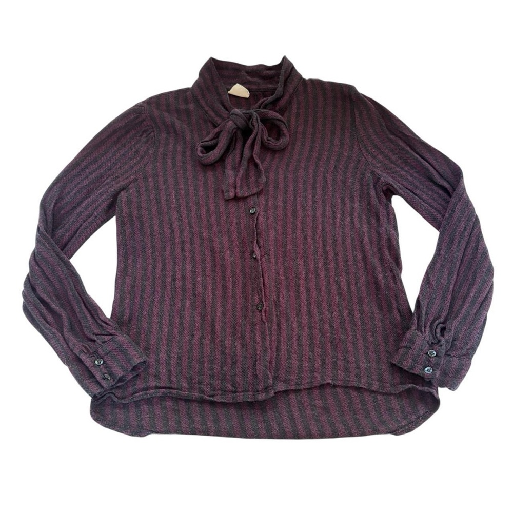 Lumina Purple & Black Striped Blouse
